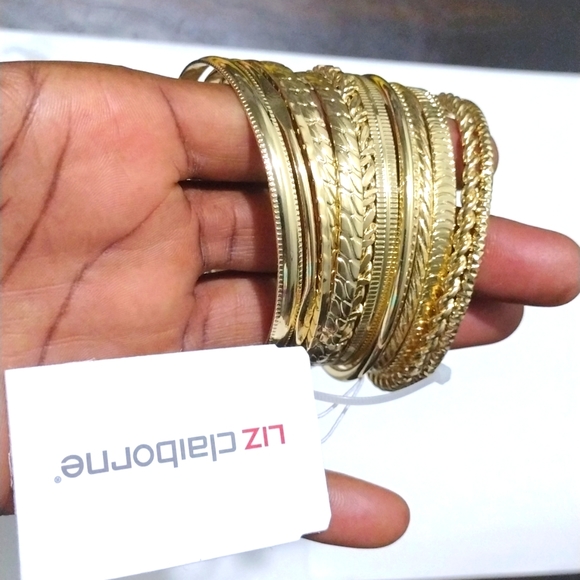 Gold-Tone Textured Bangle Set - Picture 5 of 5